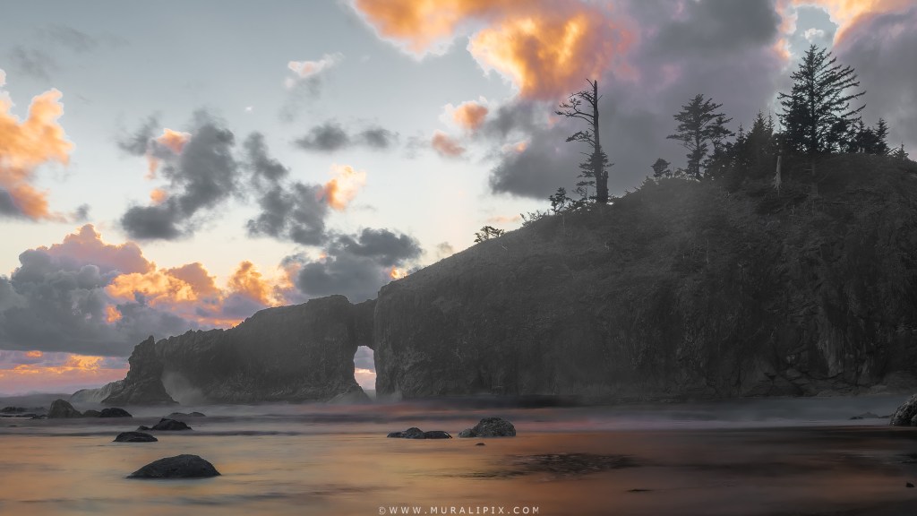 La Push Second Beach Hole-in-the-Wall at Sunset