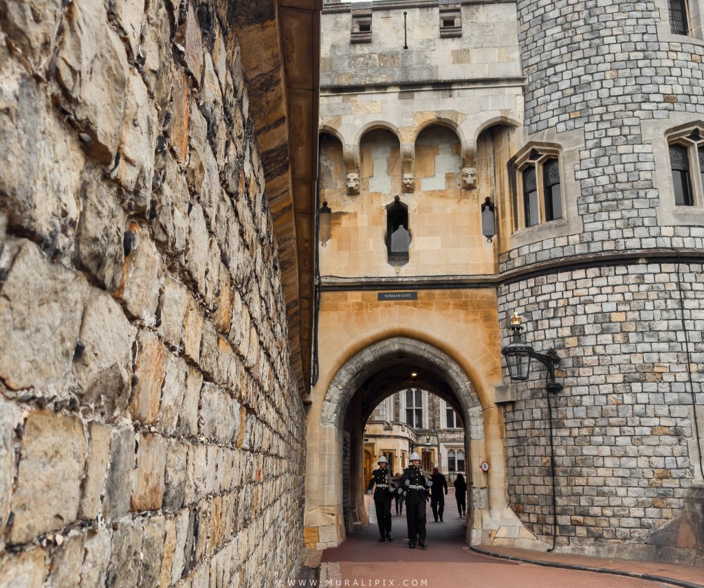 Castle guards marching beneath Norman Gate