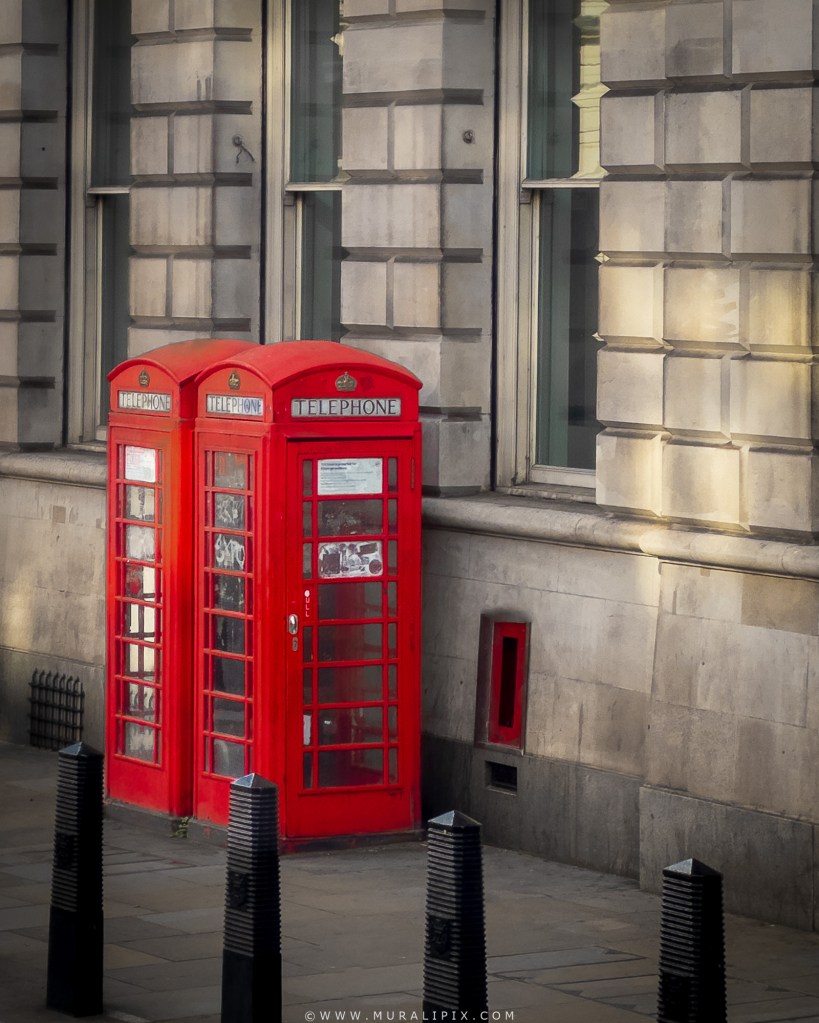 A Pair of UK Telephone Boxes along Whitehall